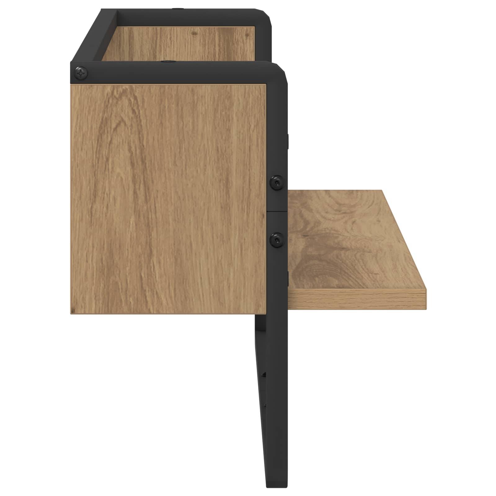 vidaXL Wandregal Wandhalterung Artisan-Eiche 65 x 25 x 30 cm Metall PB