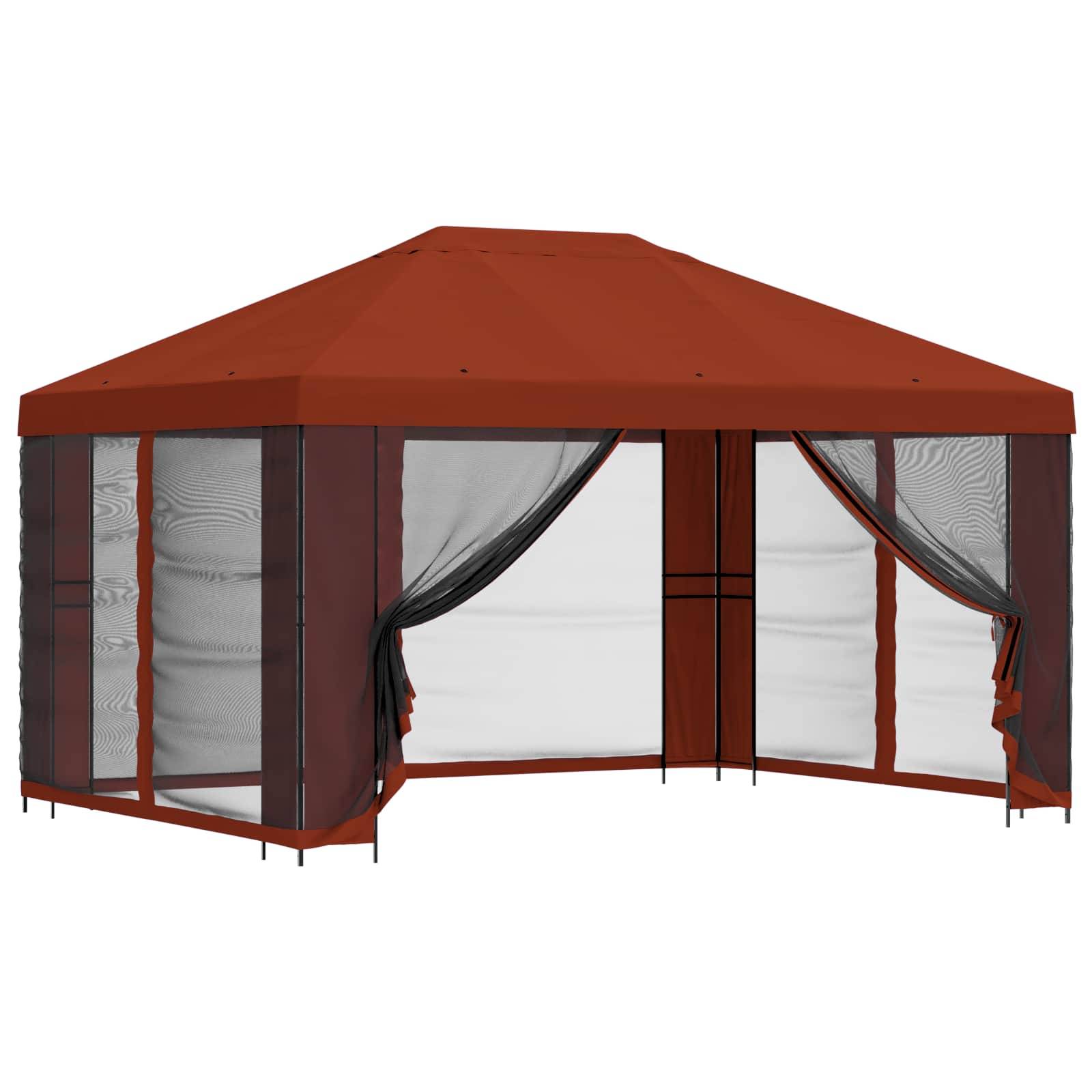 vidaXL Pavillon mit Seitenwänden 4 x 3 m Terrakotta