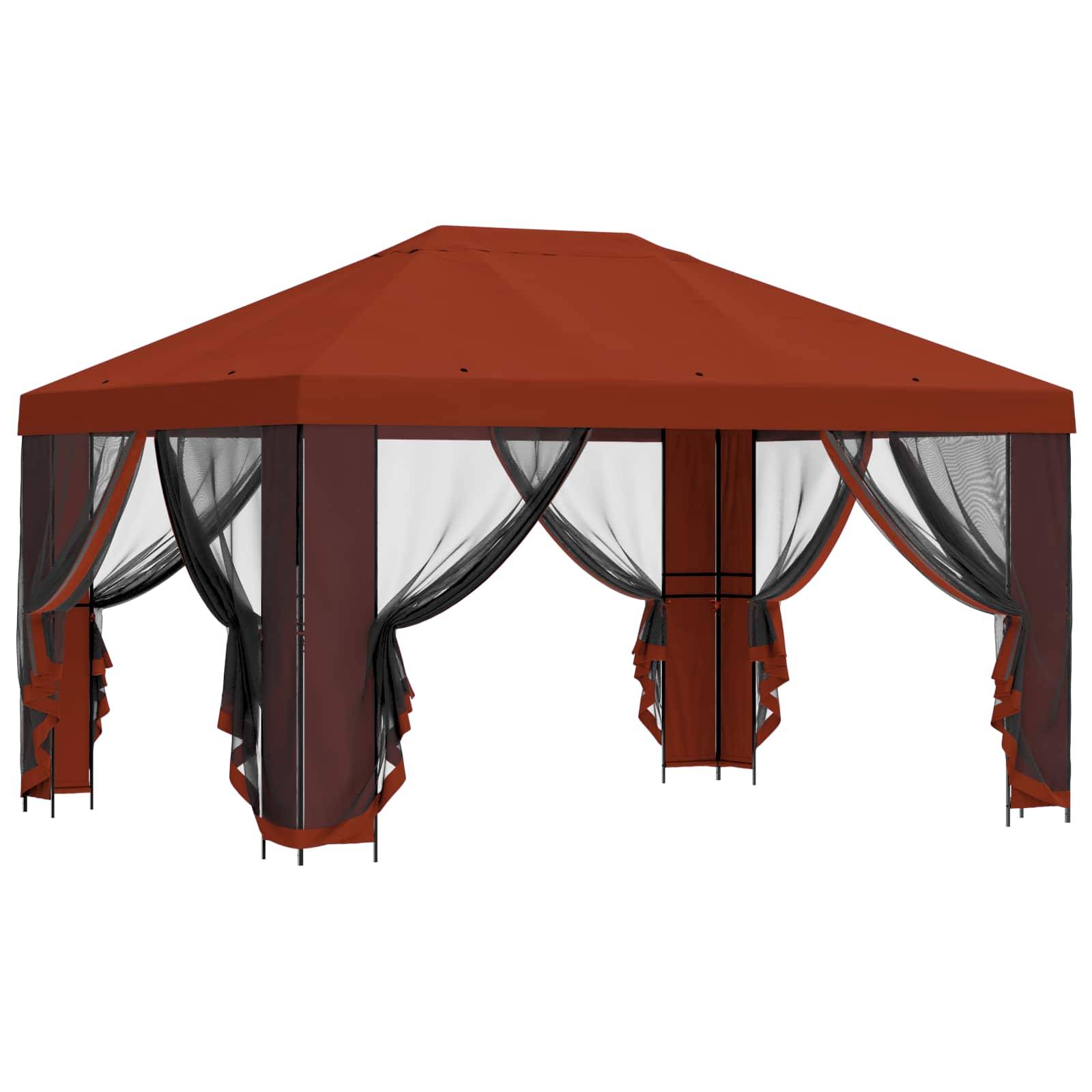 vidaXL Pavillon mit Seitenwänden 4 x 3 m Terrakotta