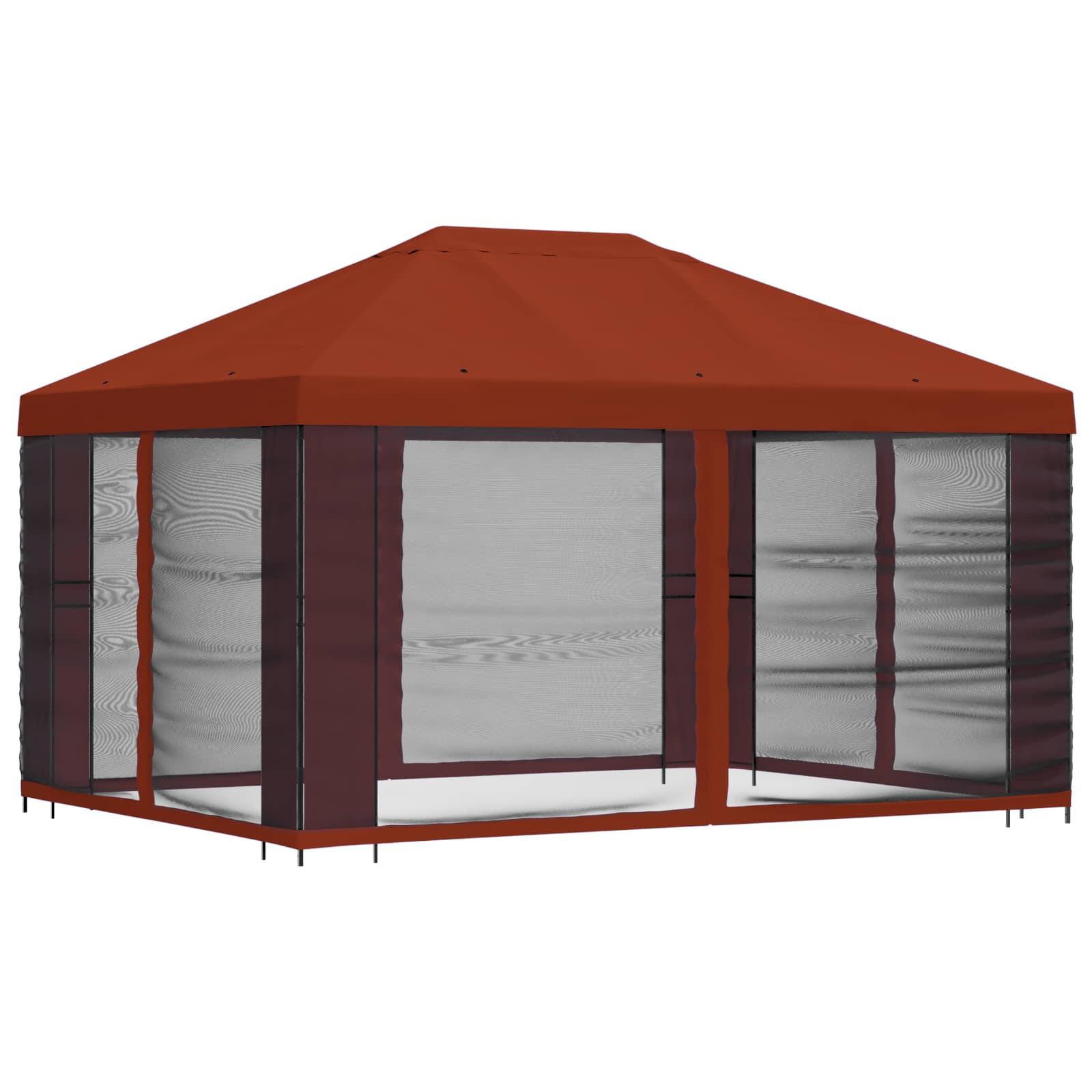 vidaXL Pavillon mit Seitenwänden 4 x 3 m Terrakotta