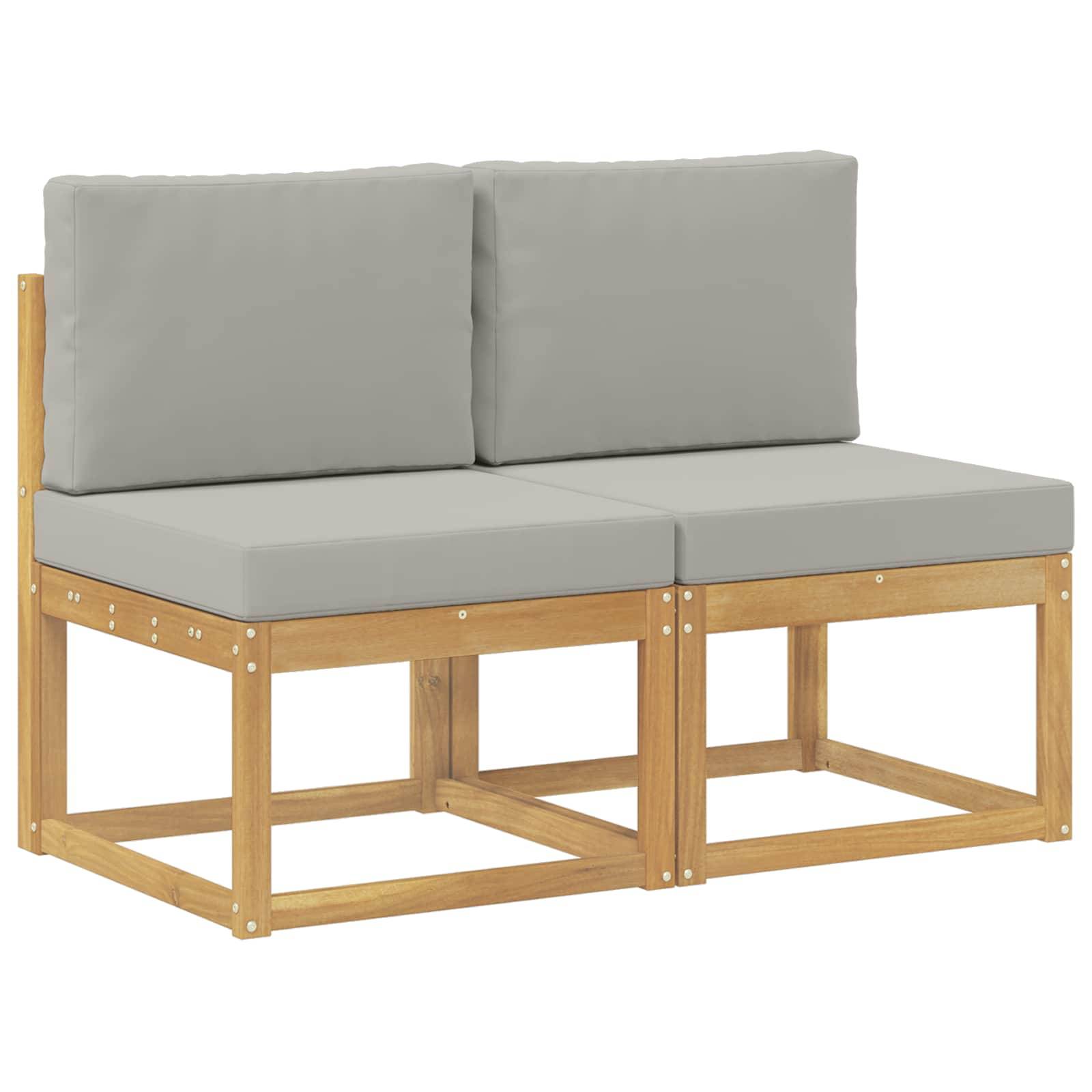 vidaXL 2 Stück Outdoor Mittelsofa Massivholz Akazie Weiß