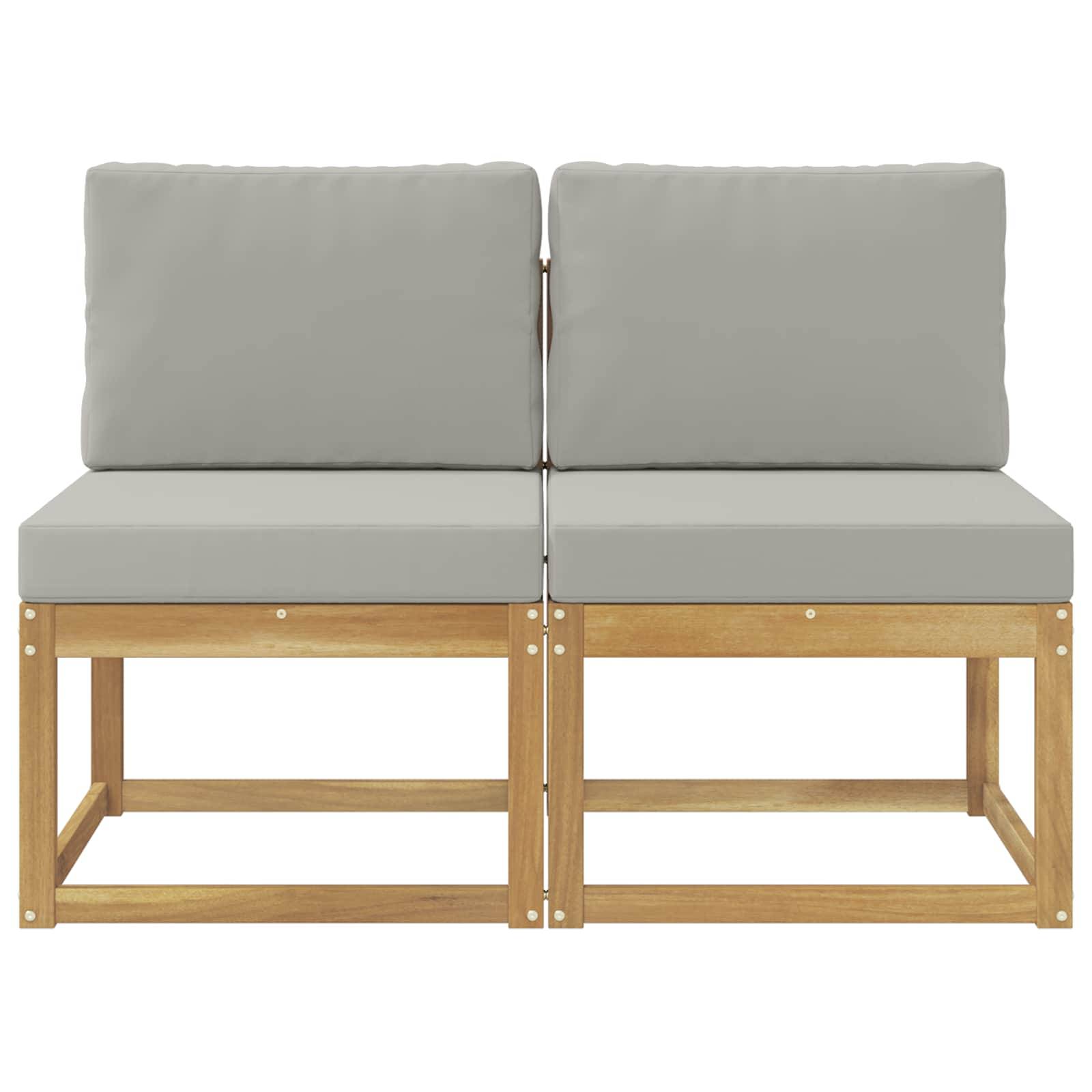 vidaXL 2 Stück Outdoor Mittelsofa Massivholz Akazie Weiß