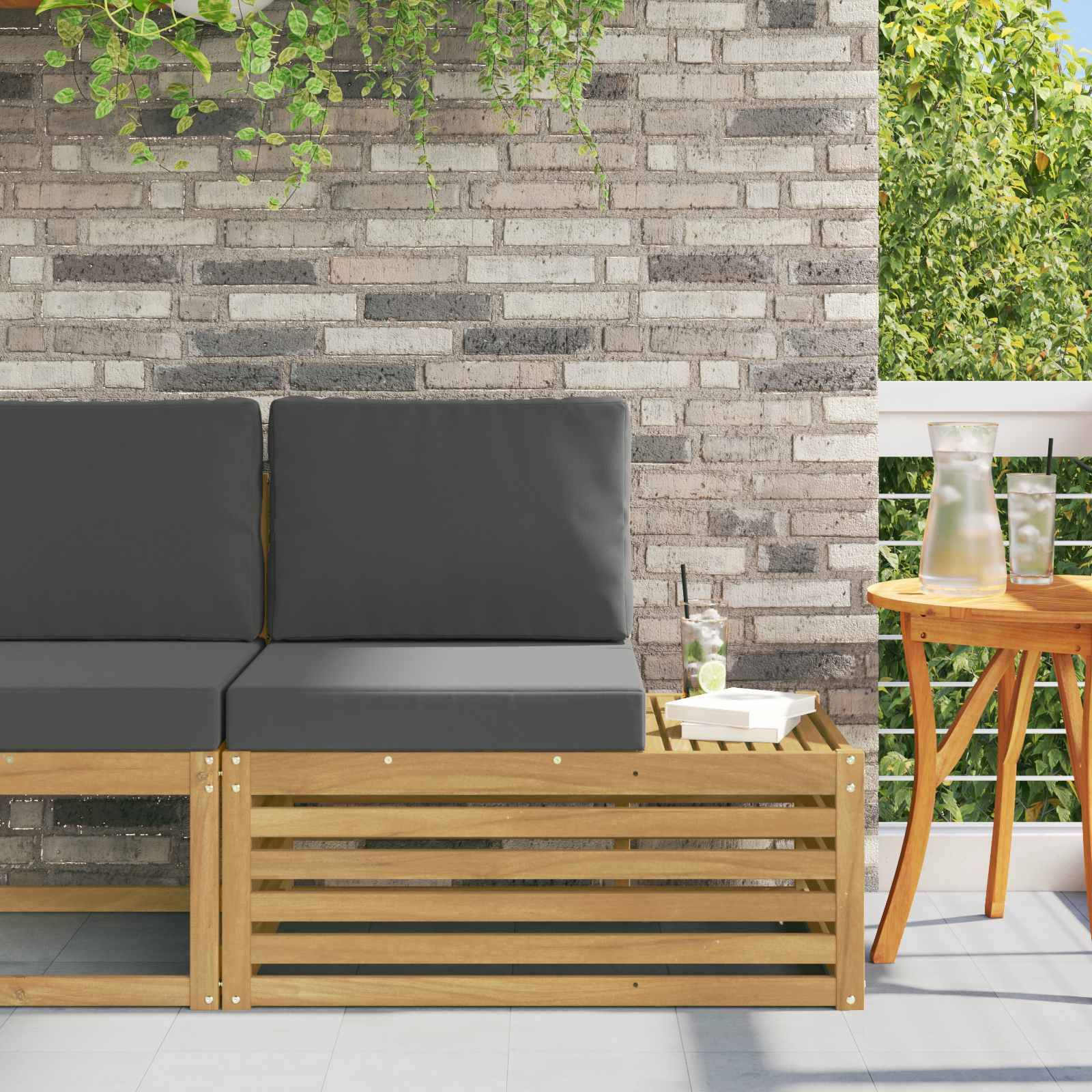 vidaXL Outdoor Endsofa Weiß 91 x 63 x 73 cm Massivholz Akazie