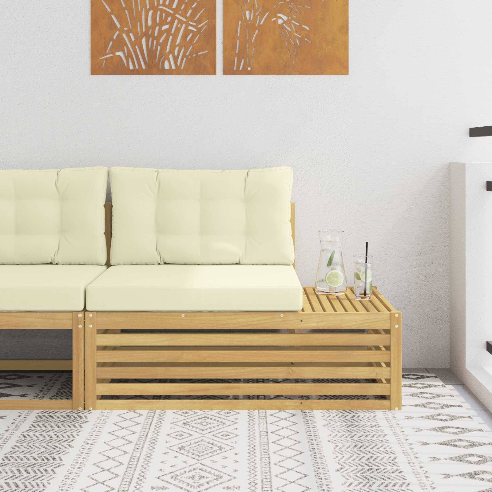 vidaXL Outdoor Endsofa Weiß 115 x 83 x 73 cm Massivholz Akazie