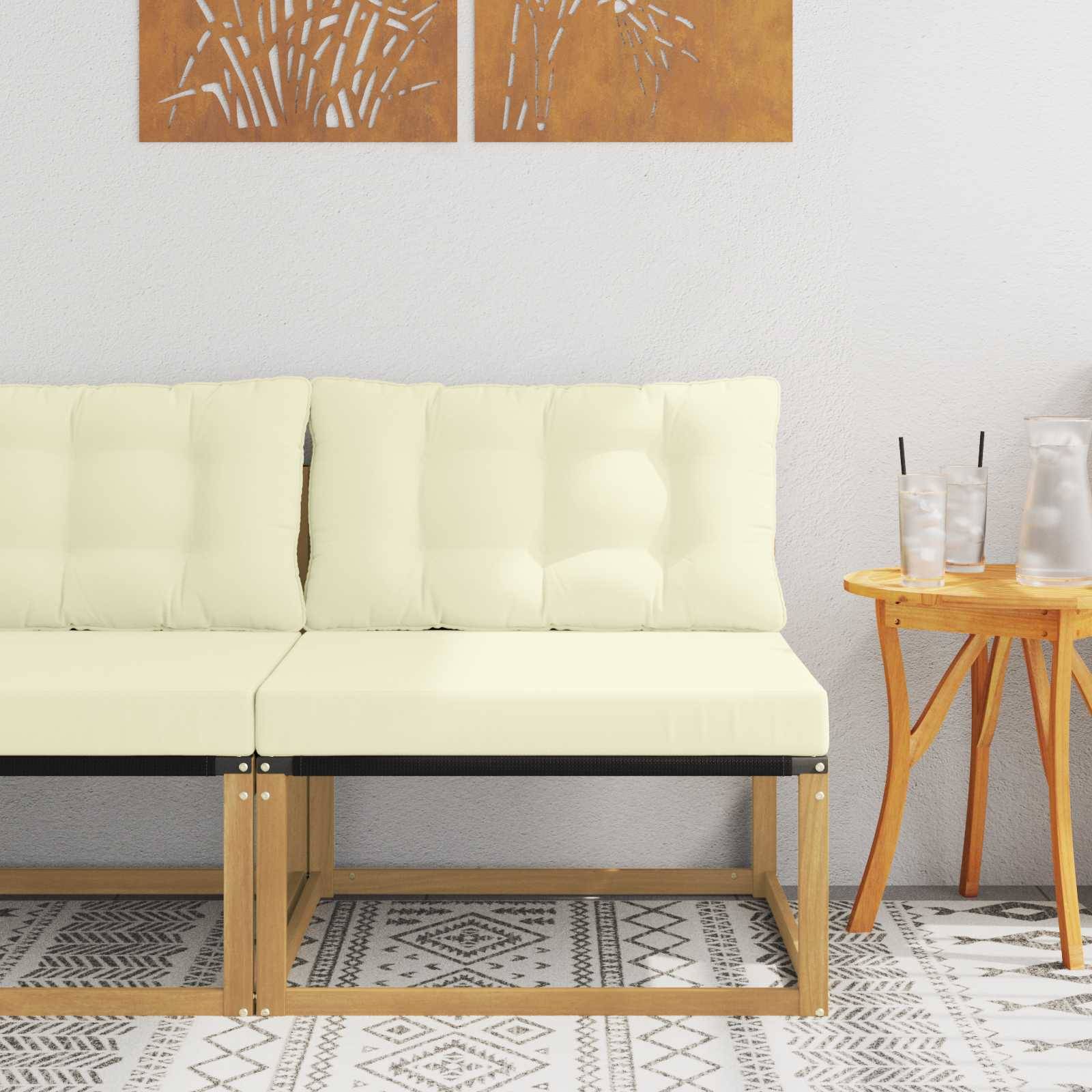 vidaXL Outdoor Mittelsofa mit Kissen Weiß 79 x 83 x 73 cm Stahl