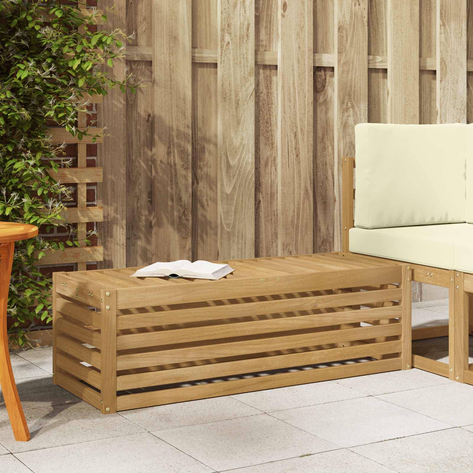 vidaXL Outdoor Hocker Bank Weiß 115 x 43 x 37 cm Massivholz Akazie
