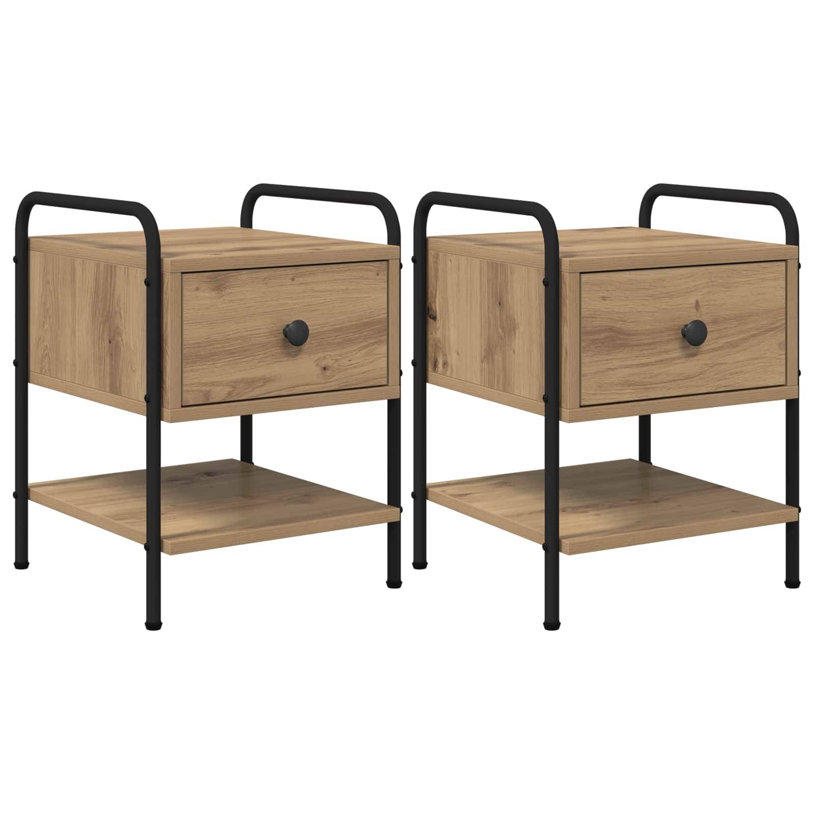 vidaXL Nachttisch 2 Stk. Artisan-Eiche 35 x 36,5 x 47 cm Holzwerkstoff