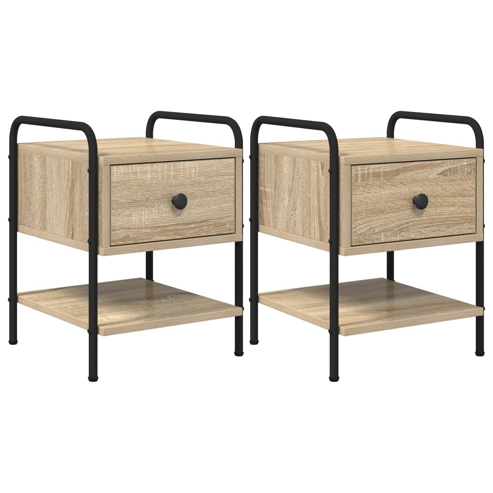 vidaXL Nachttisch 2 Stk. Sonoma-Eiche 35 x 36,5 x 47 cm Holzwerkstoff