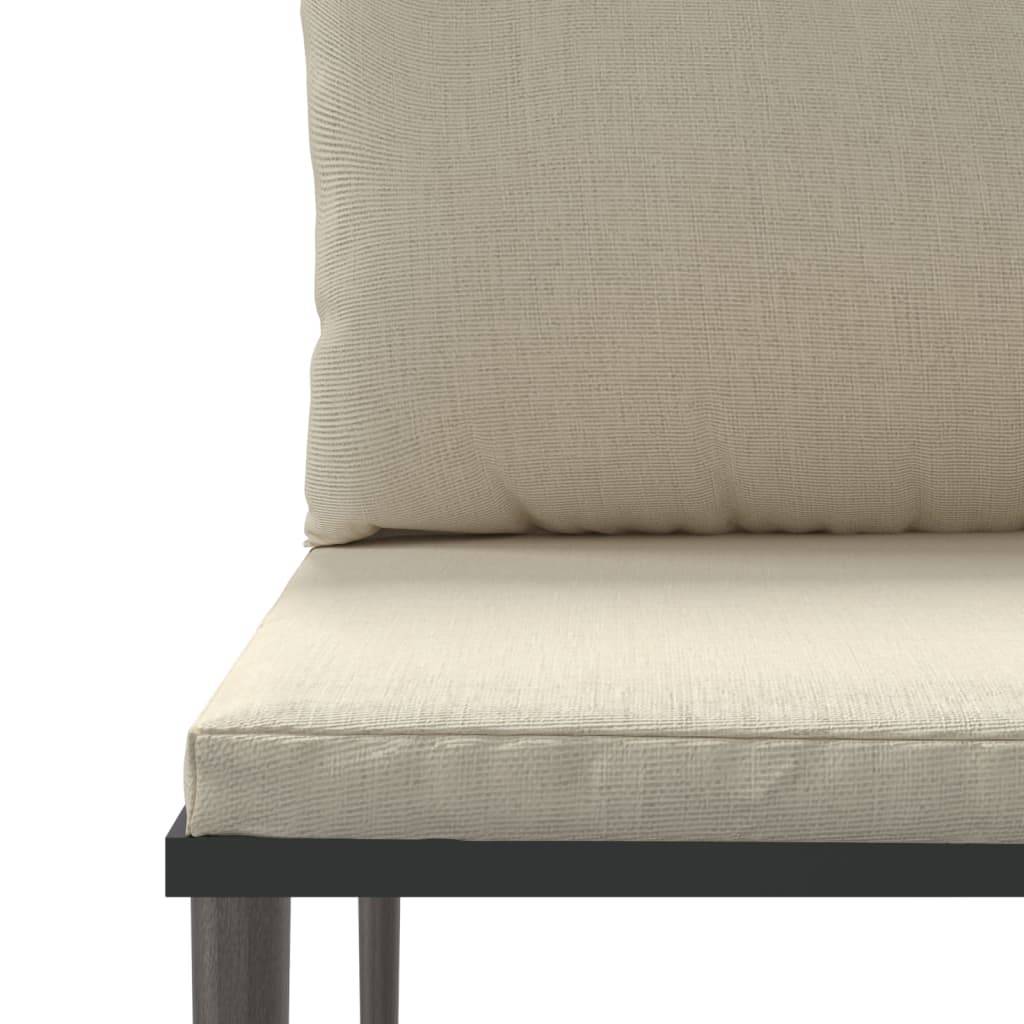 vidaXL Garten-Mittelsofa mit Kissen Grau Poly Rattan