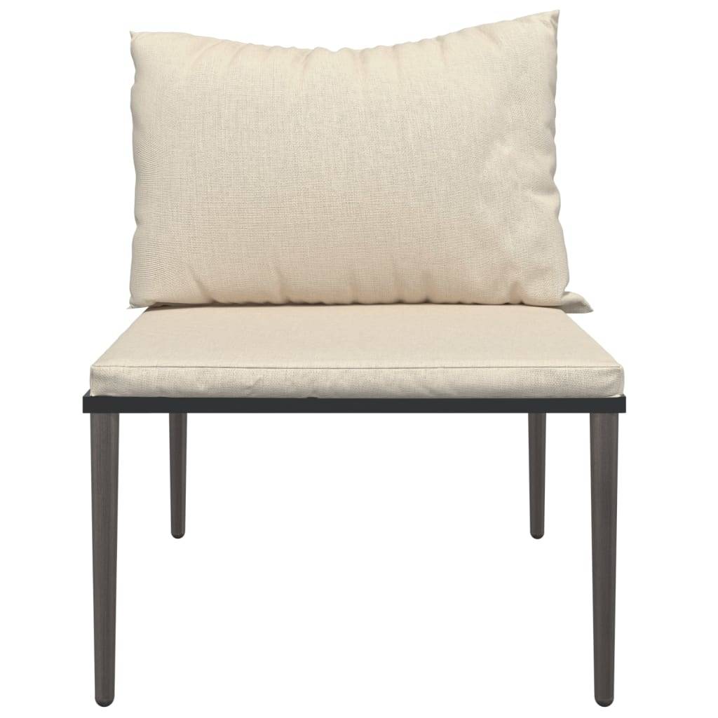 vidaXL Garten-Mittelsofa mit Kissen Grau Poly Rattan