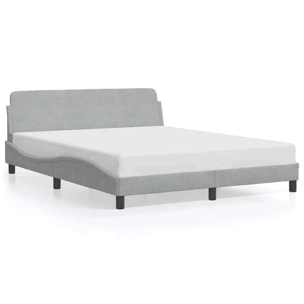 vidaXL Bettgestell "Dover" Hellgrau 152x203 cm Samt