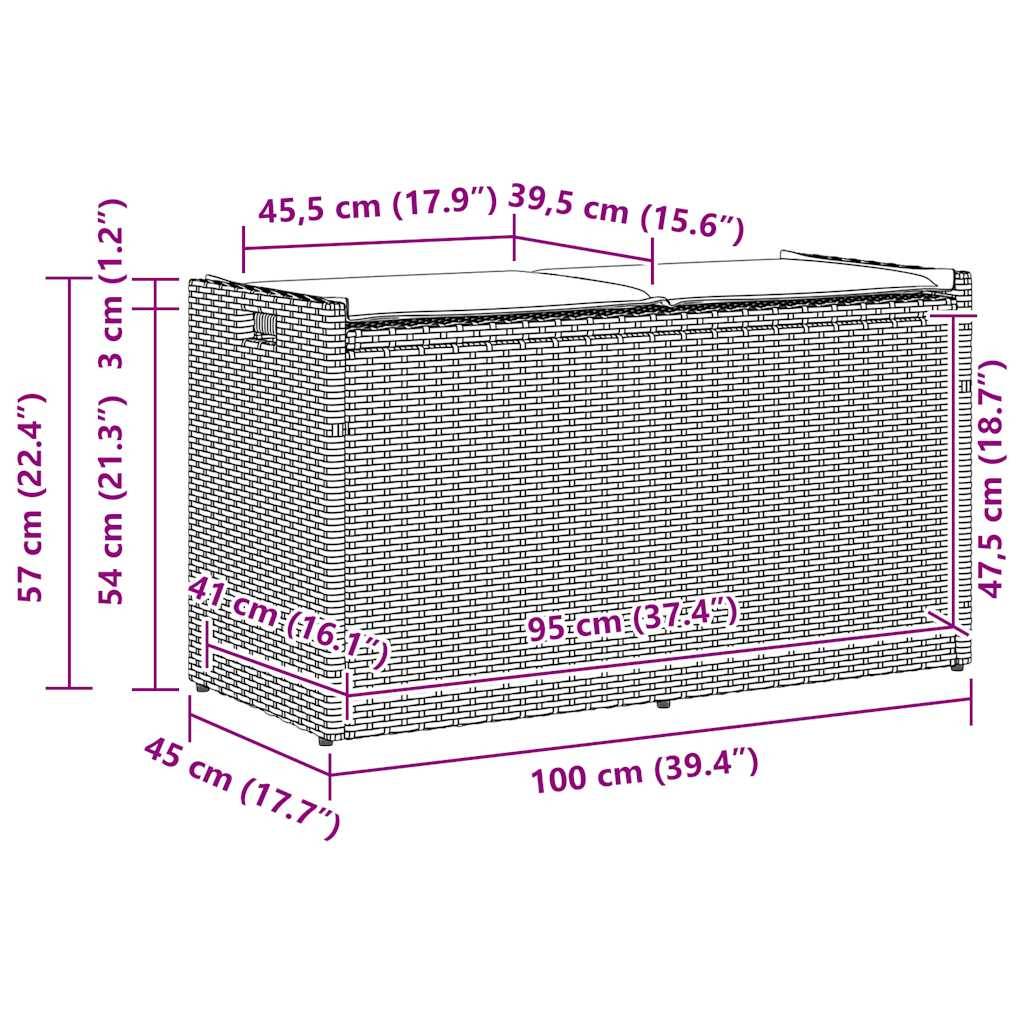 vidaXL Outdoor-Sitzbank mit Stauraum und Kissen Braun 100 cm