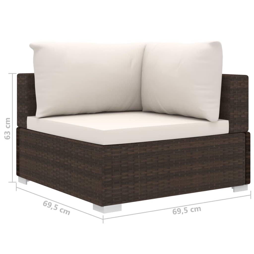vidaXL 10-tlg. Garten-Lounge-Set mit Auflagen Poly Rattan Braun