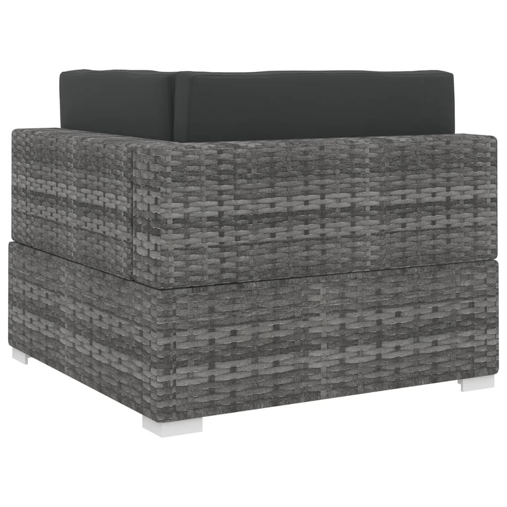 vidaXL Sofa-Eckteil mit Kissen Poly Rattan Grau