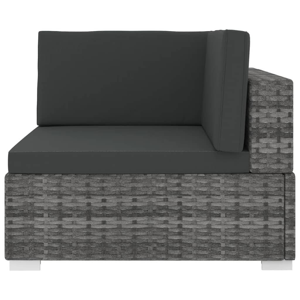 vidaXL Sofa-Eckteil mit Kissen Poly Rattan Grau
