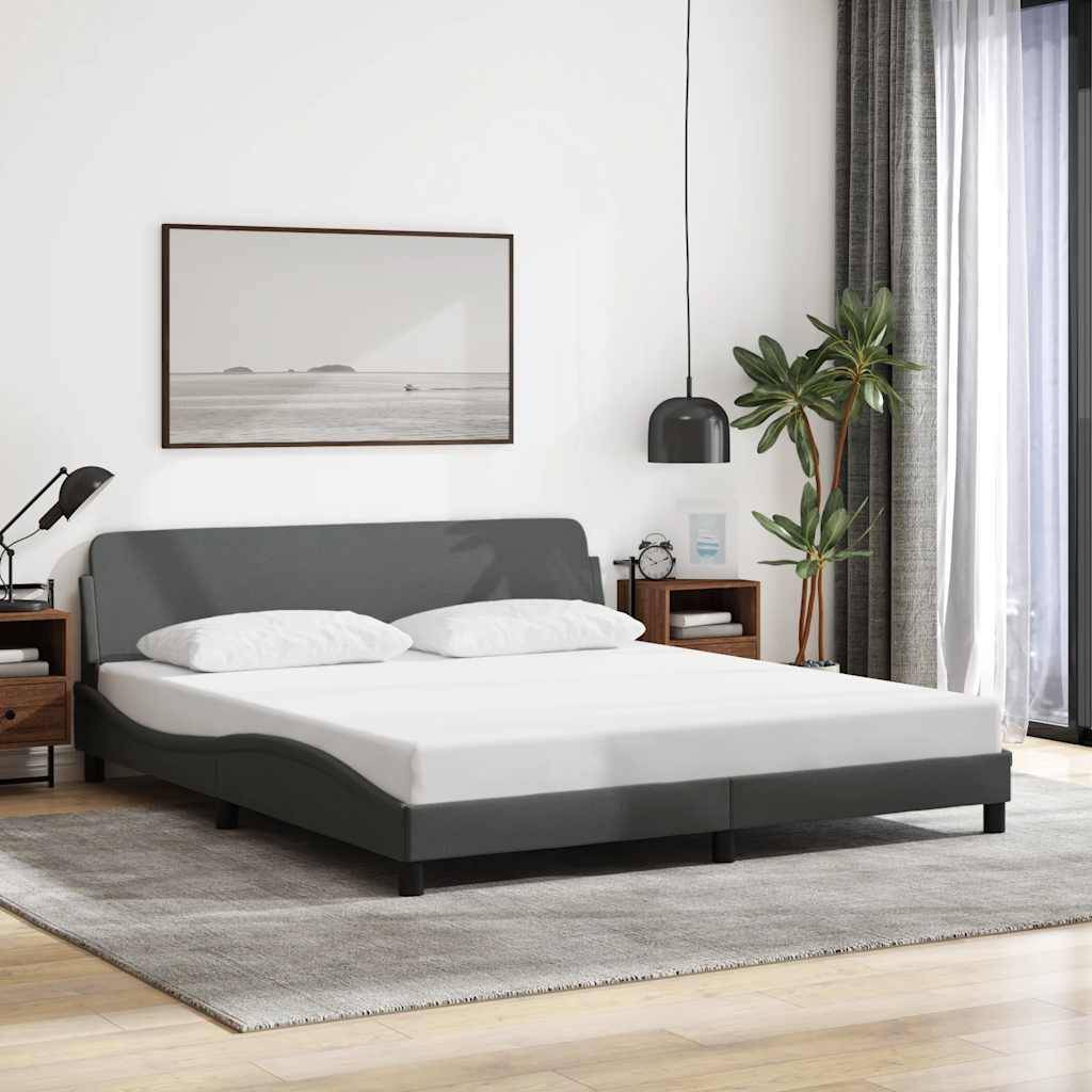 vidaXL Bettgestell "Dover" Dunkelgrau 152x203 cm Stoff