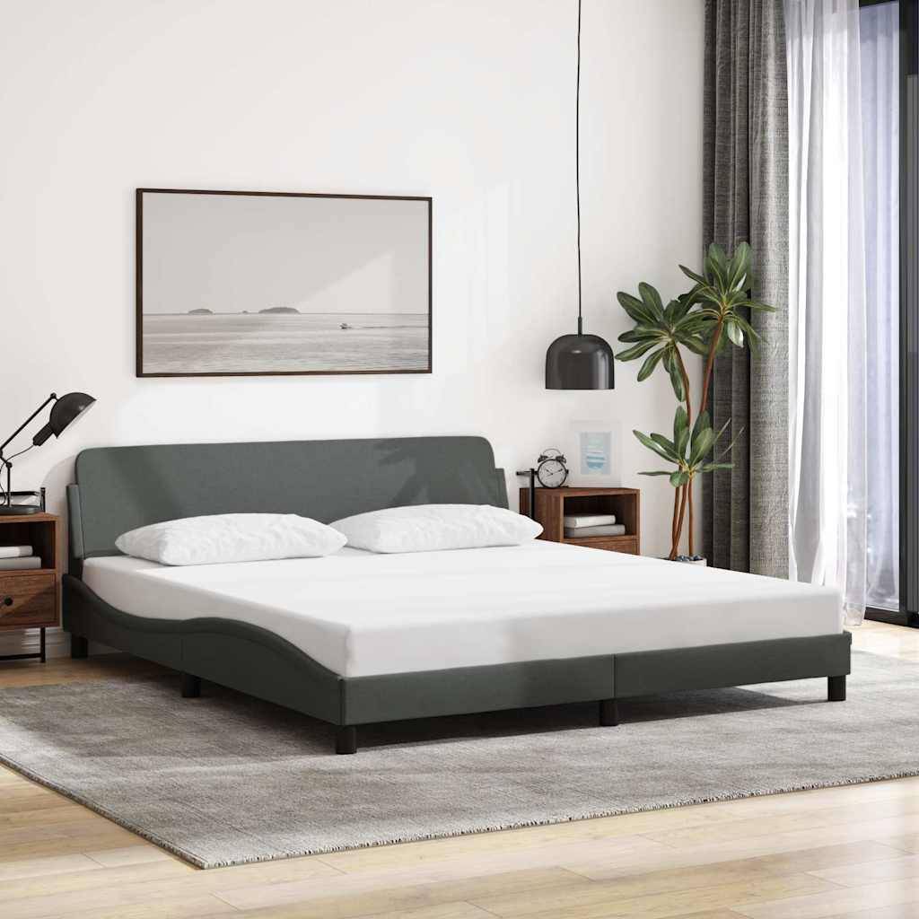 vidaXL Bettgestell "Dover" Dunkelgrau 183x213 cm Stoff