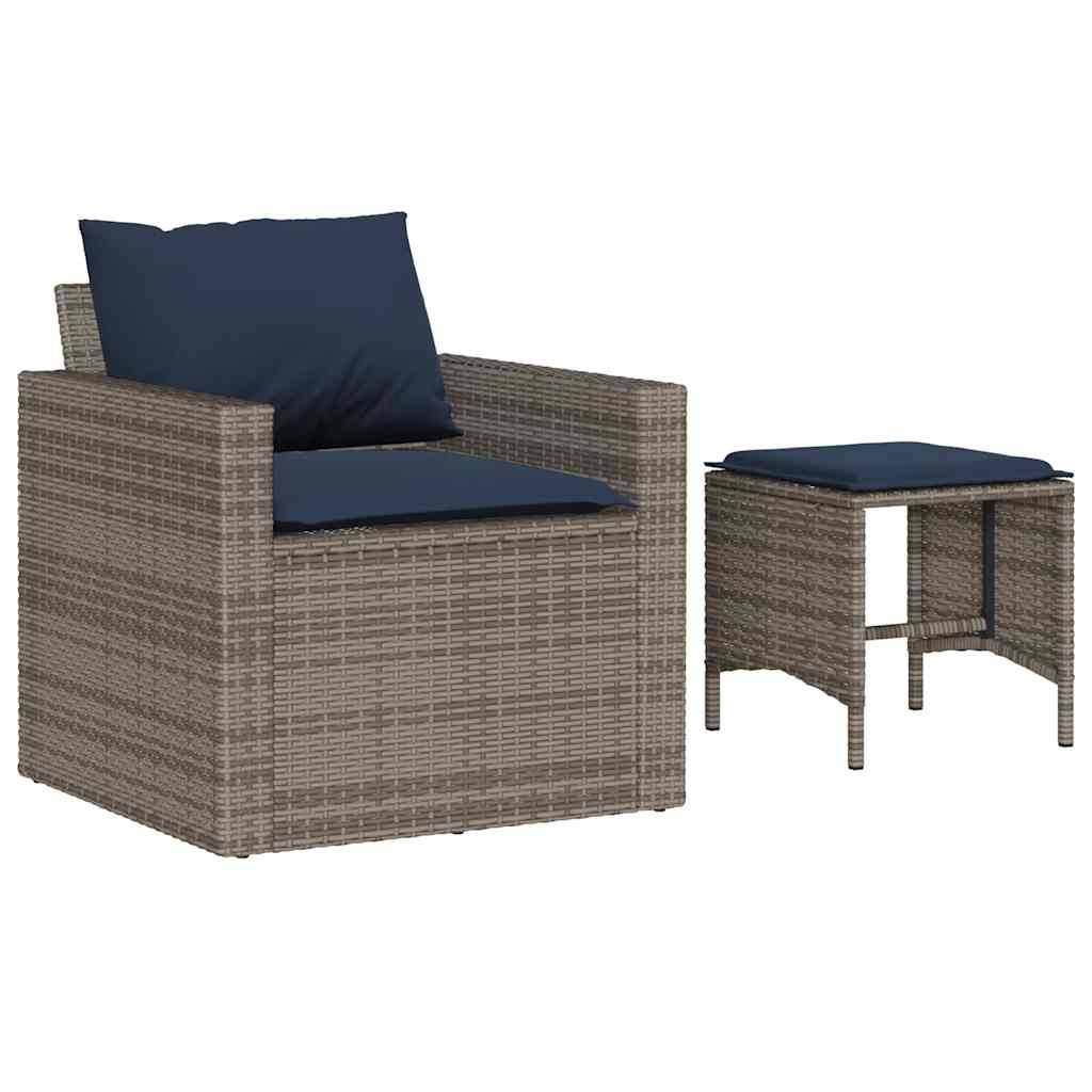 vidaXL 4-tlg. Garten-Sofagarnitur mit Kissen Grau Poly Rattan