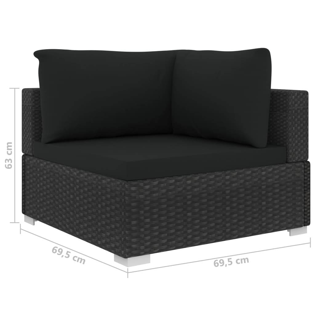 vidaXL 10-tlg. Garten-Lounge-Set mit Auflagen Poly Rattan Schwarz
