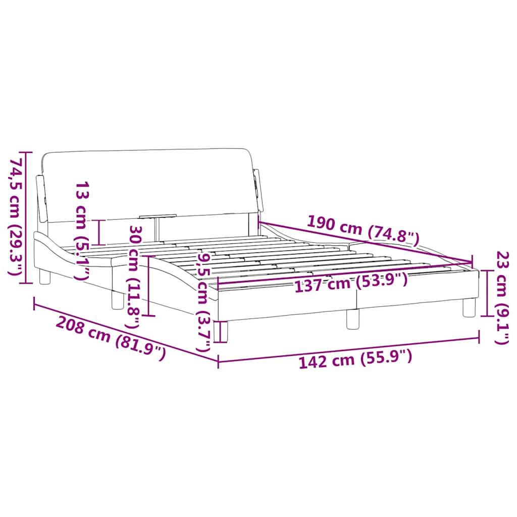 vidaXL Bettgestell "Dover" Dunkelgrau 137x190 cm Samt