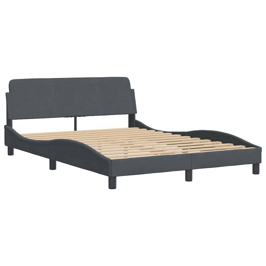 vidaXL Bettgestell "Dover" Dunkelgrau 137x190 cm Samt