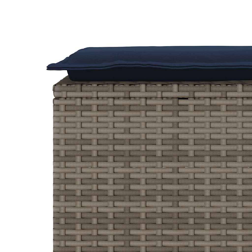 vidaXL Gartenbank mit Kissen Grau 110x40x44 cm Poly Rattan