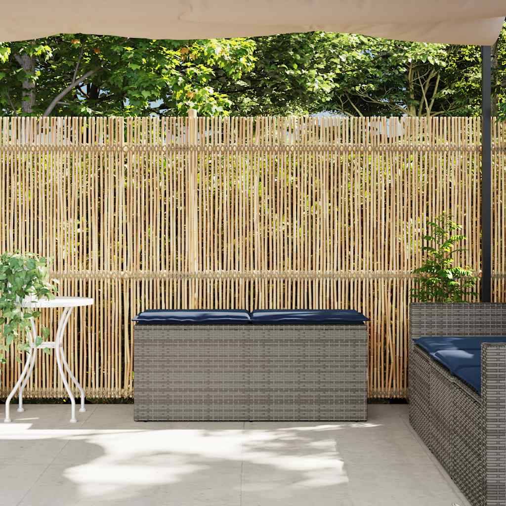 vidaXL Gartenbank mit Kissen Grau 110x40x44 cm Poly Rattan