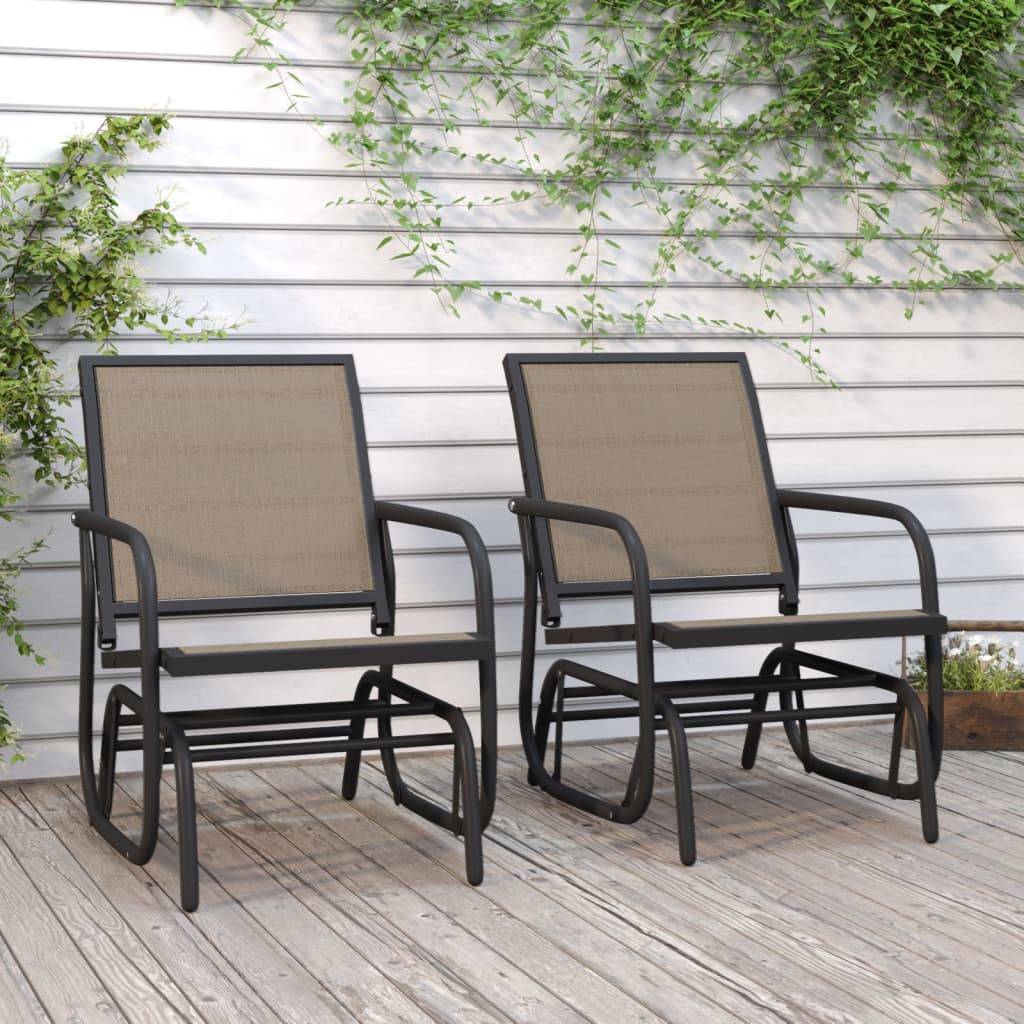 vidaXL Garten-Schaukelstühle 2 Stk. Braun 61x76x87 cm Textilene Stahl