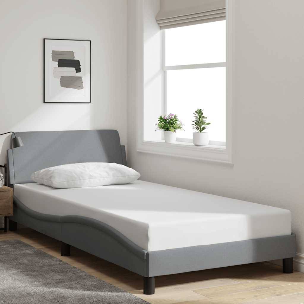 vidaXL Bettgestell "Dover" Hellgrau 100x190 cm Stoff
