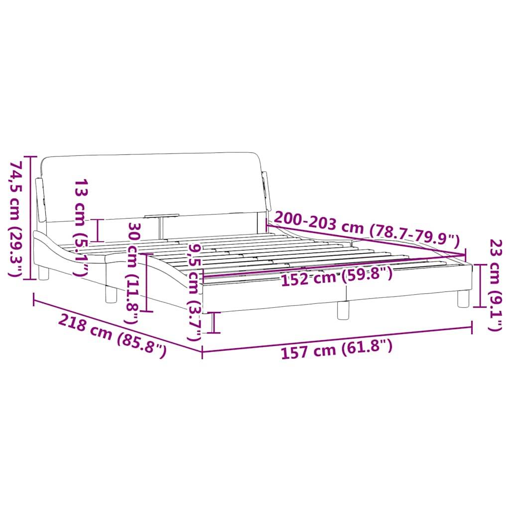 vidaXL Bettgestell "Dover" Dunkelgrau 152x203 cm Samt
