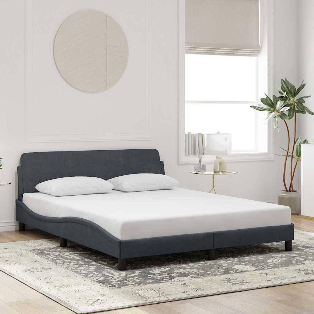 vidaXL Bettgestell "Dover" Dunkelgrau 152x203 cm Samt