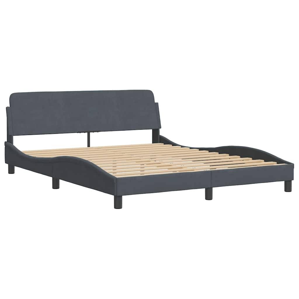 vidaXL Bettgestell "Dover" Dunkelgrau 152x203 cm Samt