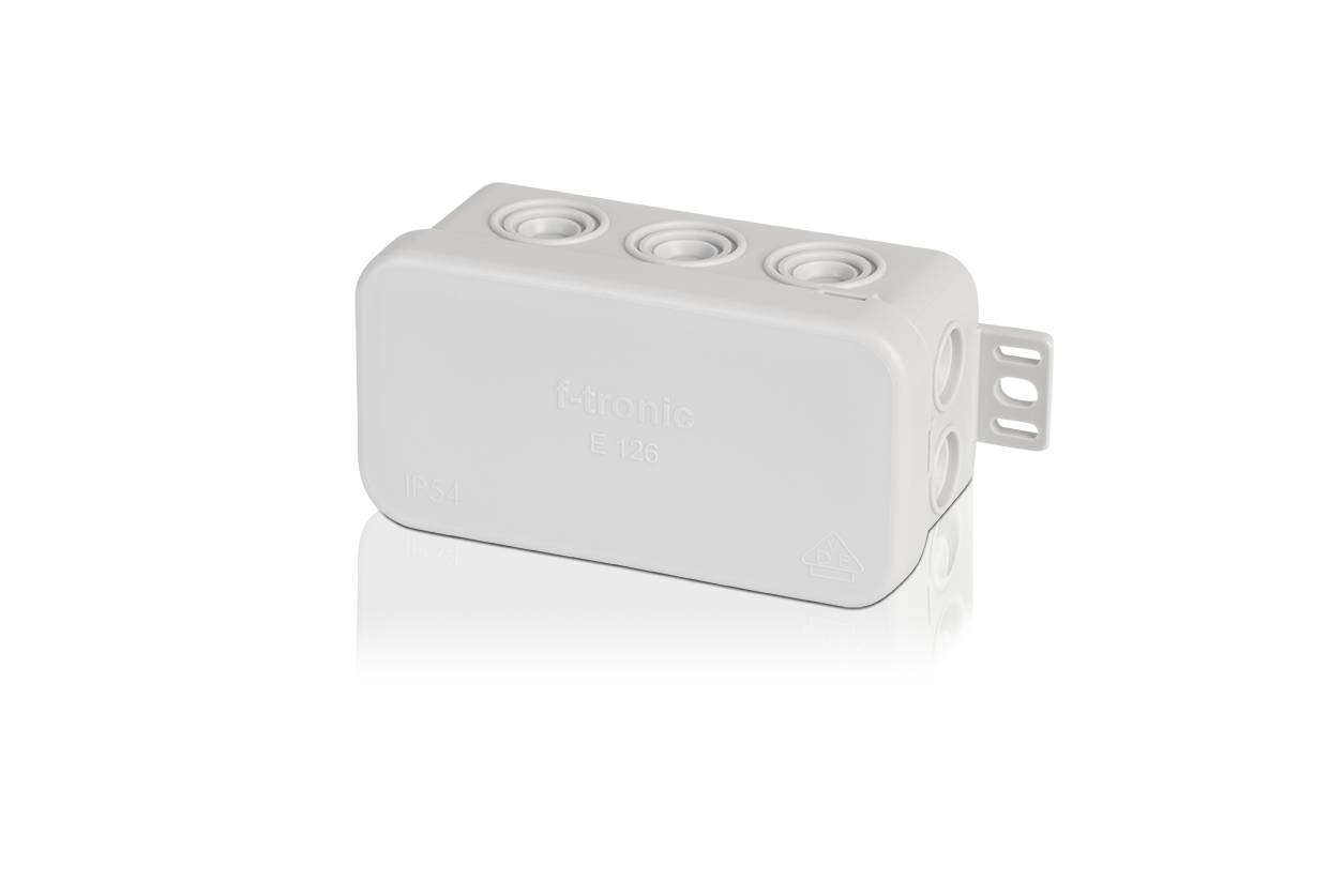 1 Stück f-tronic Feuchtraum-Abzweigkasten IP54, 85x44x40mm, grau, E126