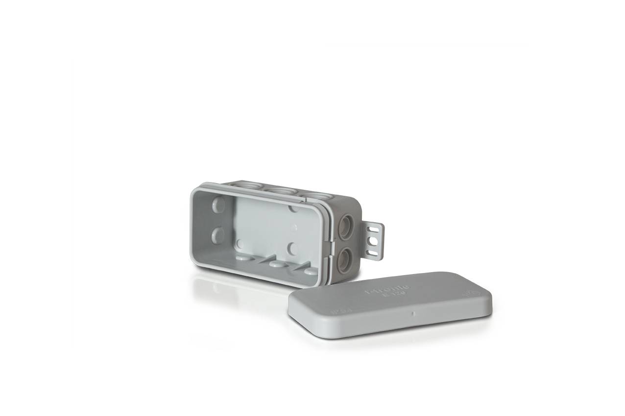 1 Stück f-tronic Feuchtraum-Abzweigkasten IP54, 85x44x40mm, grau, E126