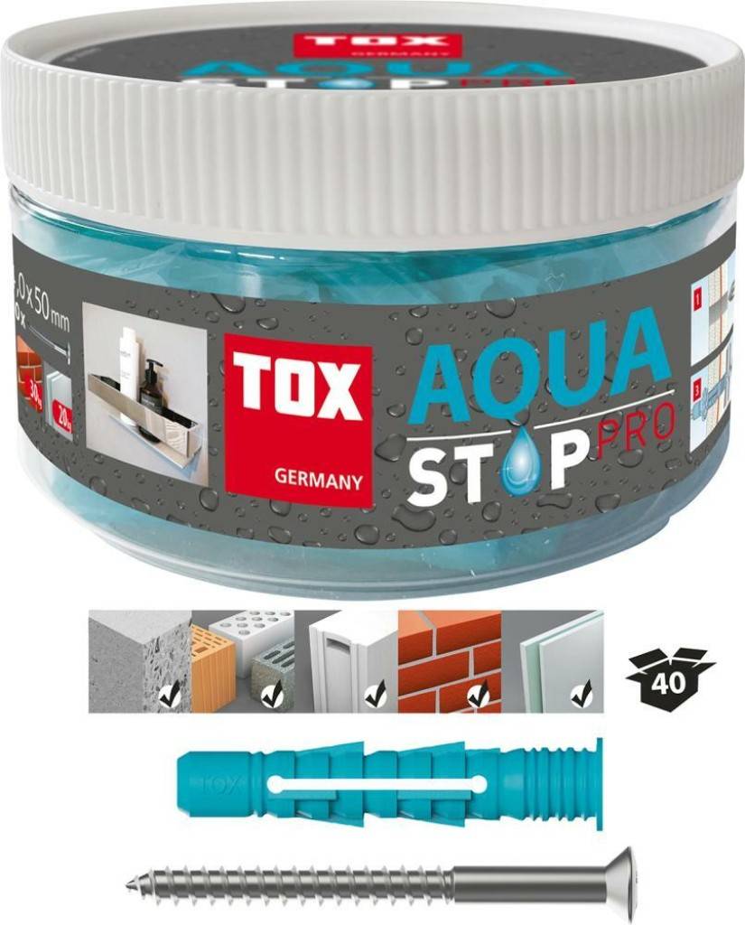 Allzweckdübel AquaStop Pro in RunddoseDoppel-Dichtlippen für optimale Abdichtung zwischen Dübel und Baustoff ohne den Einsatz von SilikonOptimierte