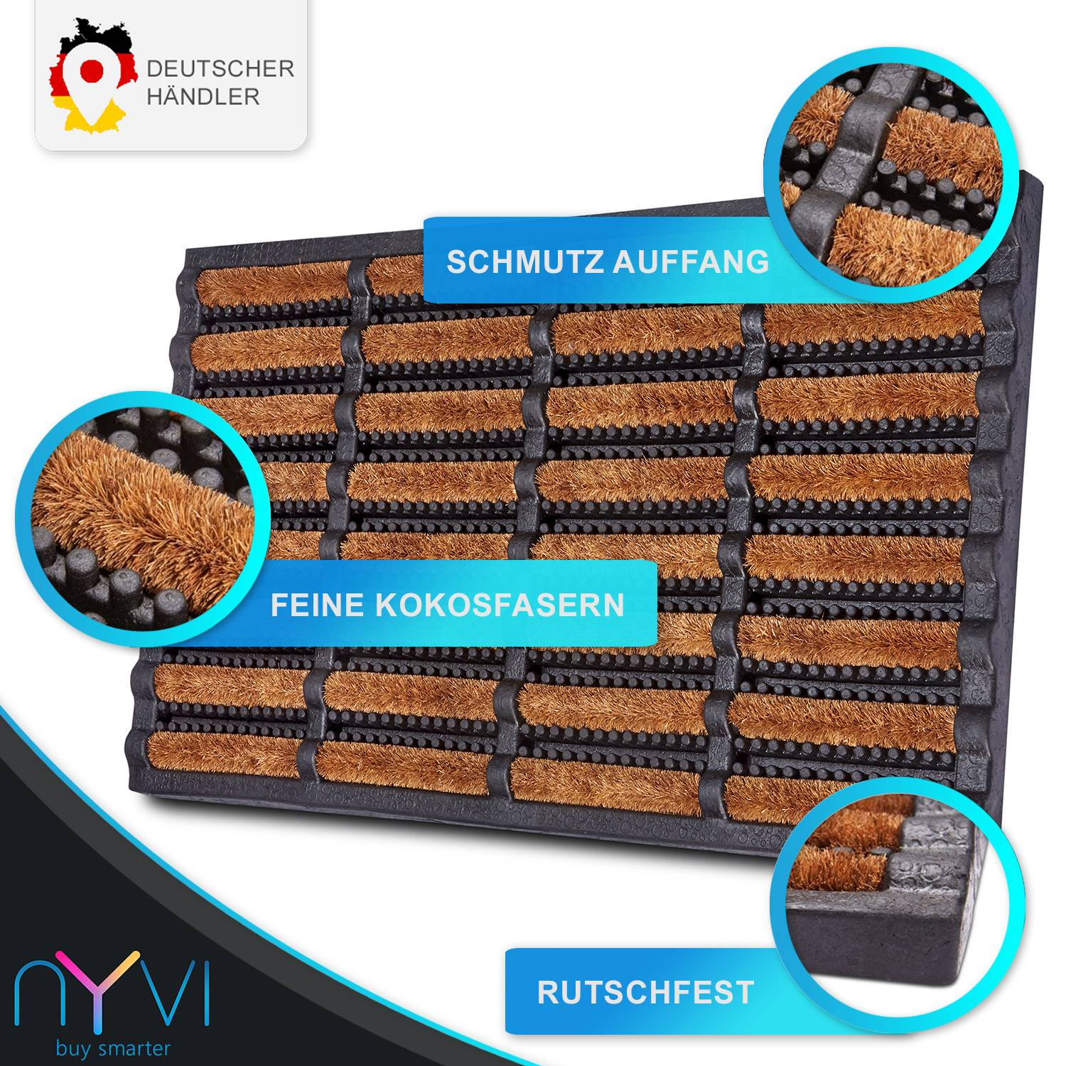 NYVI Outdoor Fußmatte KokosGUARD 40x60 cm Braun
