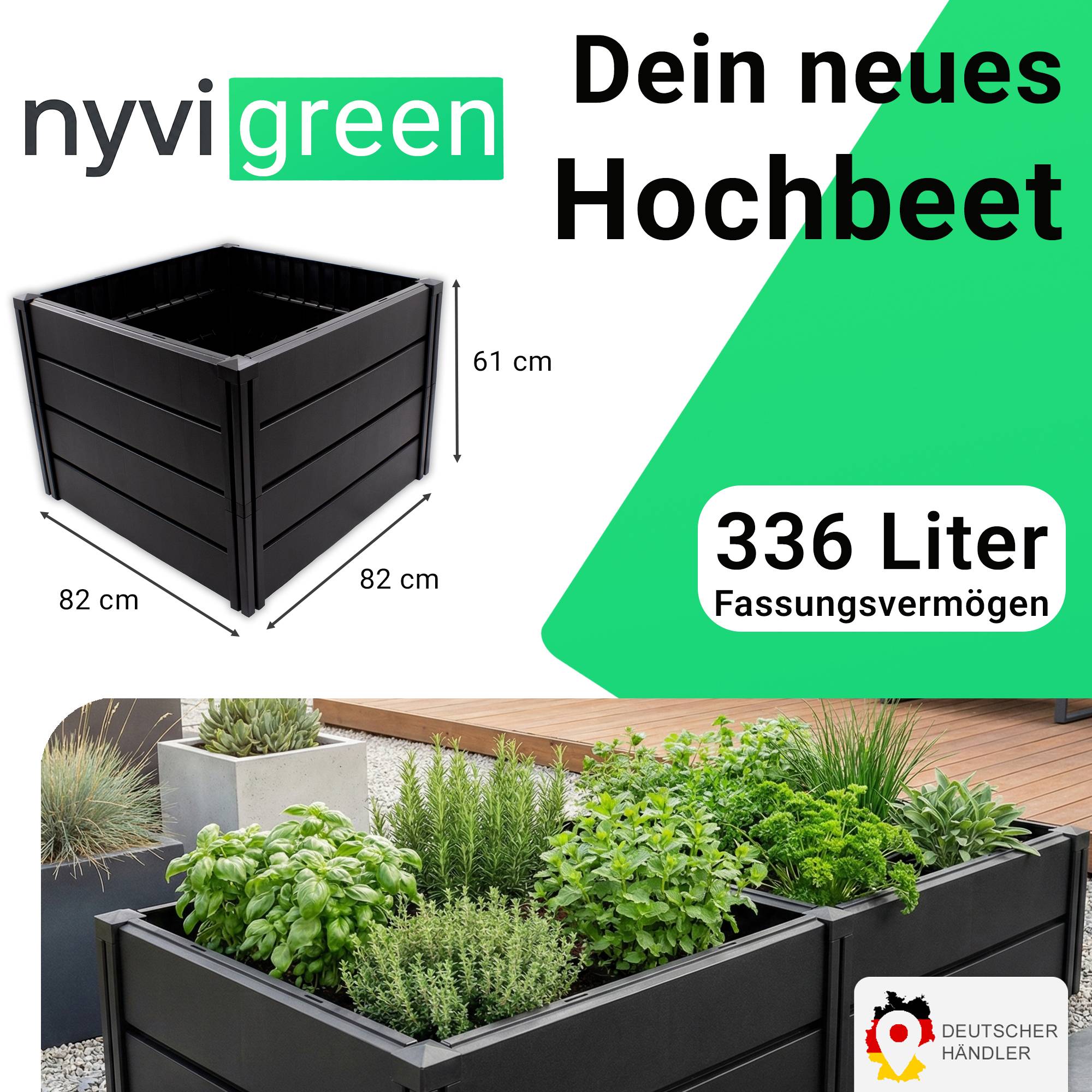 NYVI Hochbeet NYVIGreen M 82x82x61cm 336 Liter