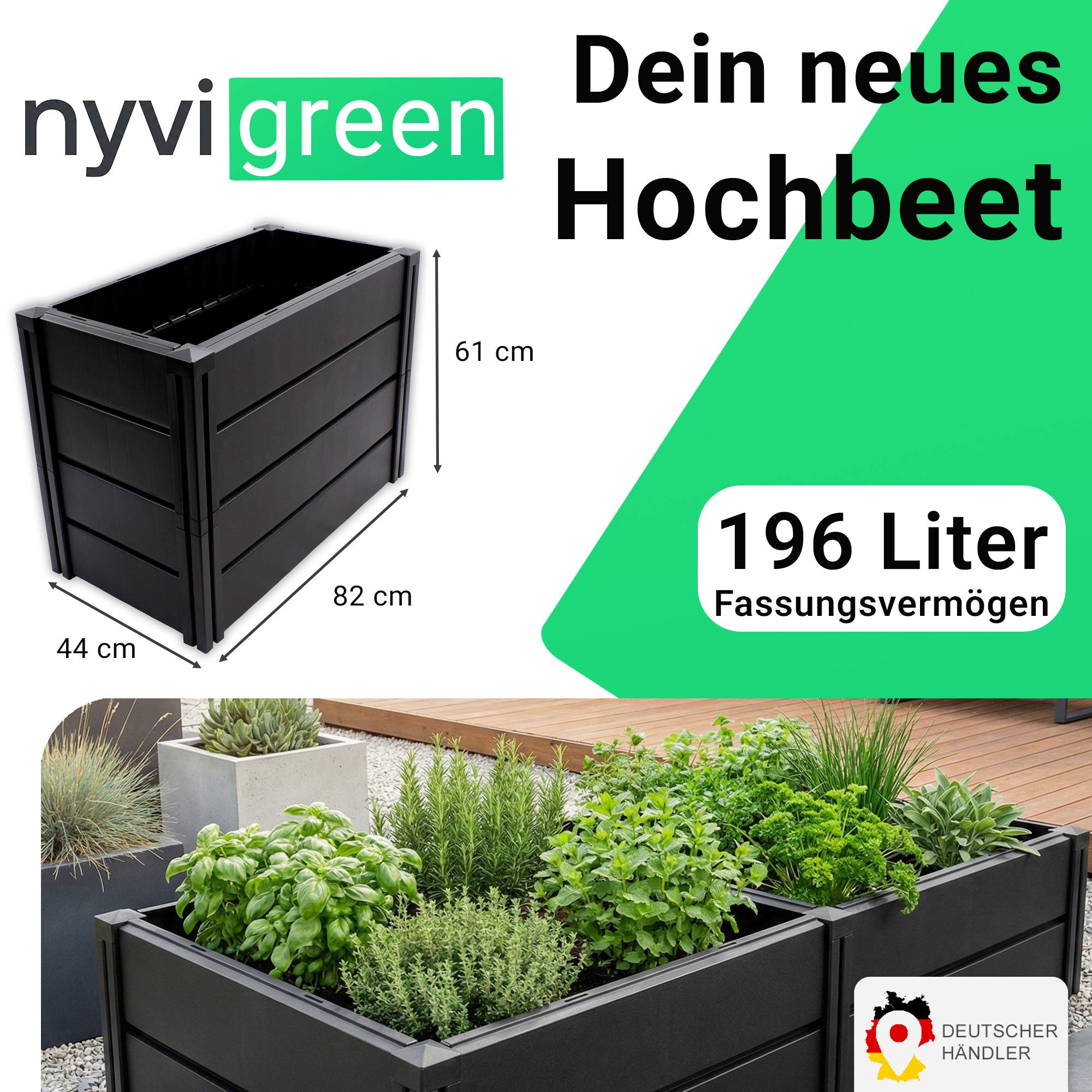 NYVI Hochbeet NYVIGreen M 82x44x61cm 196 Liter