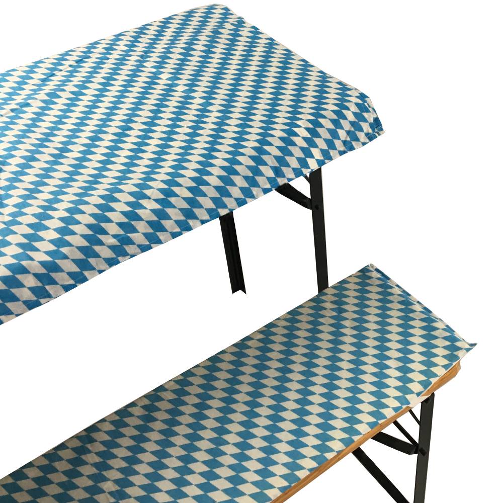 NYVI Bierbankauflagen Set 240x70 cm Bayrische Raute - 1x Tischdecke für 220x50 cm Biertische & 2x Gepolsterte Auflage für 220x25 cm Bierbänke