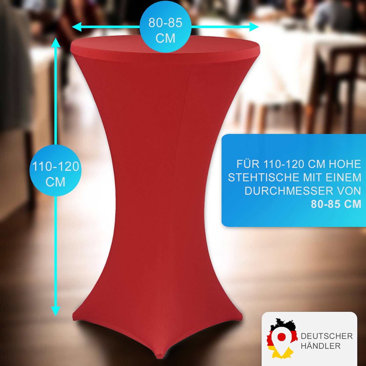 NYVI Stehtischhusse Gala Rot Ø 80-85 cm 2er Set