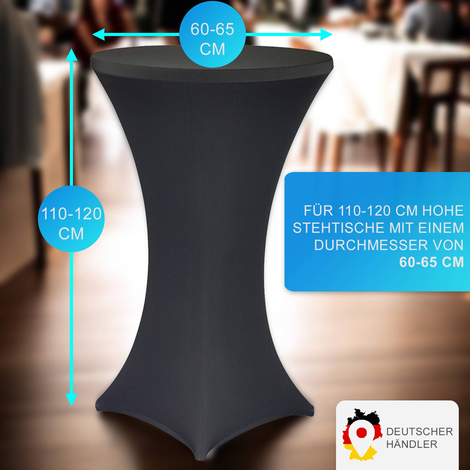 NYVI Stehtischhusse Gala Schwarz Ø 60-65 cm 5er Set