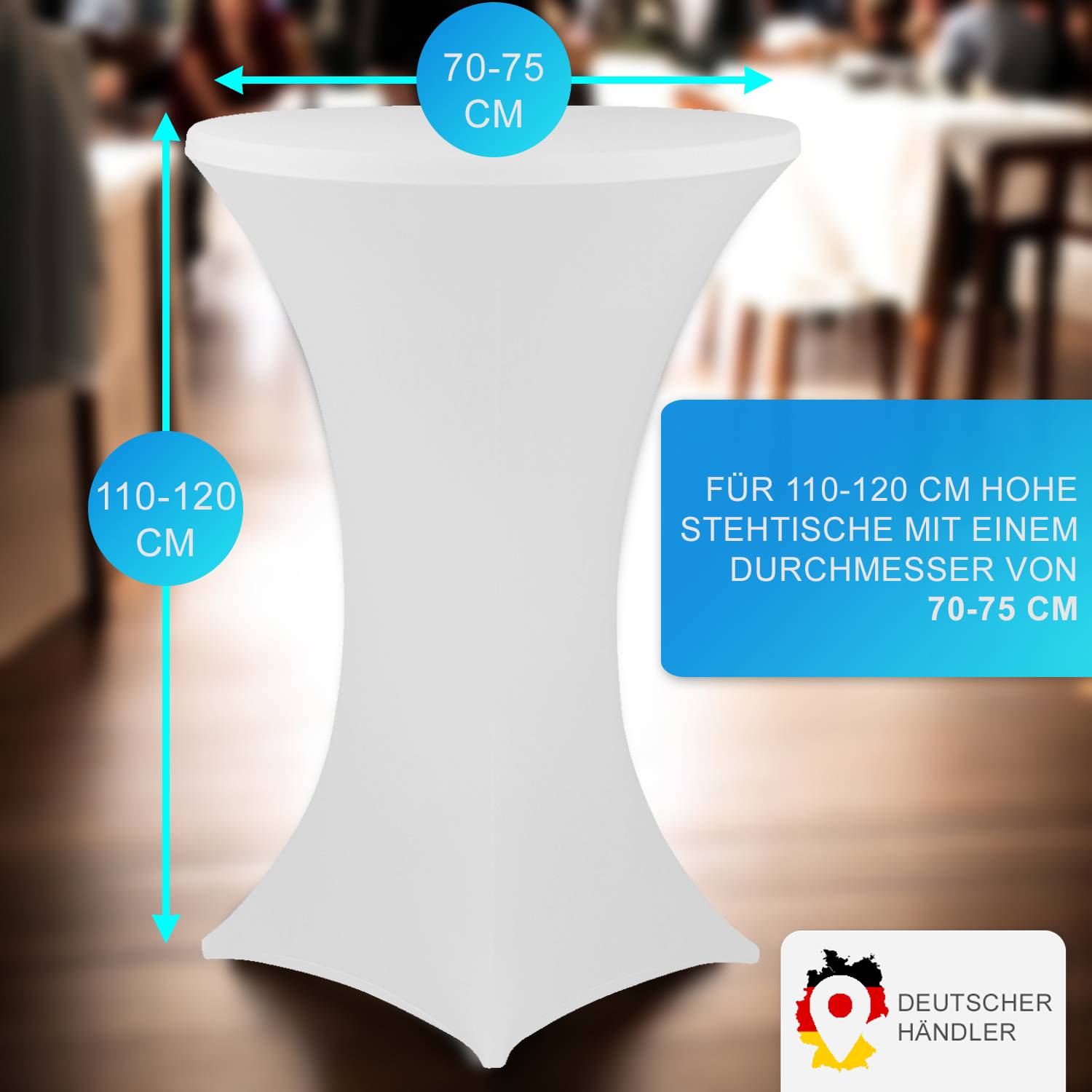 NYVI Stehtischhusse Gala Weiß Ø 70-75 cm 5er Set