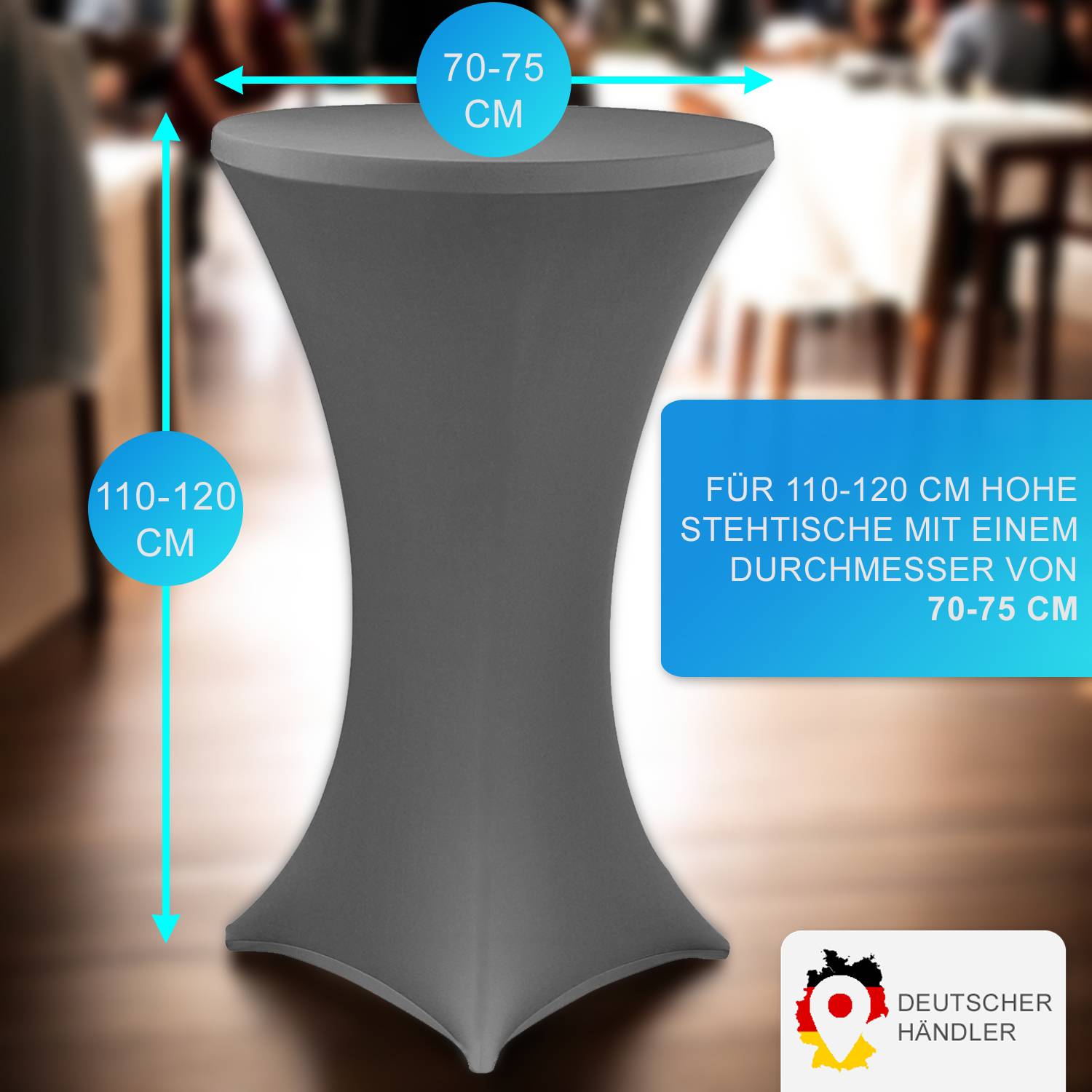 NYVI Stehtischhusse Gala Anthrazit Ø 70-75 cm 5er Set