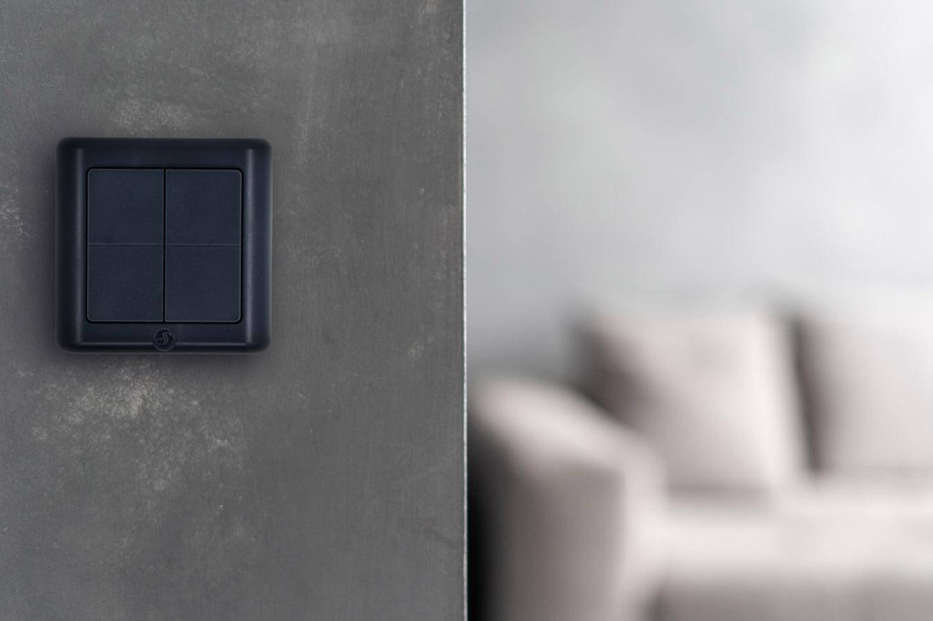 Shelly BLU Wall Switch 4 ZB DK, Wandtaster, 4-fach, 16 Aktionen, Bluetooth, Zigbee, grau