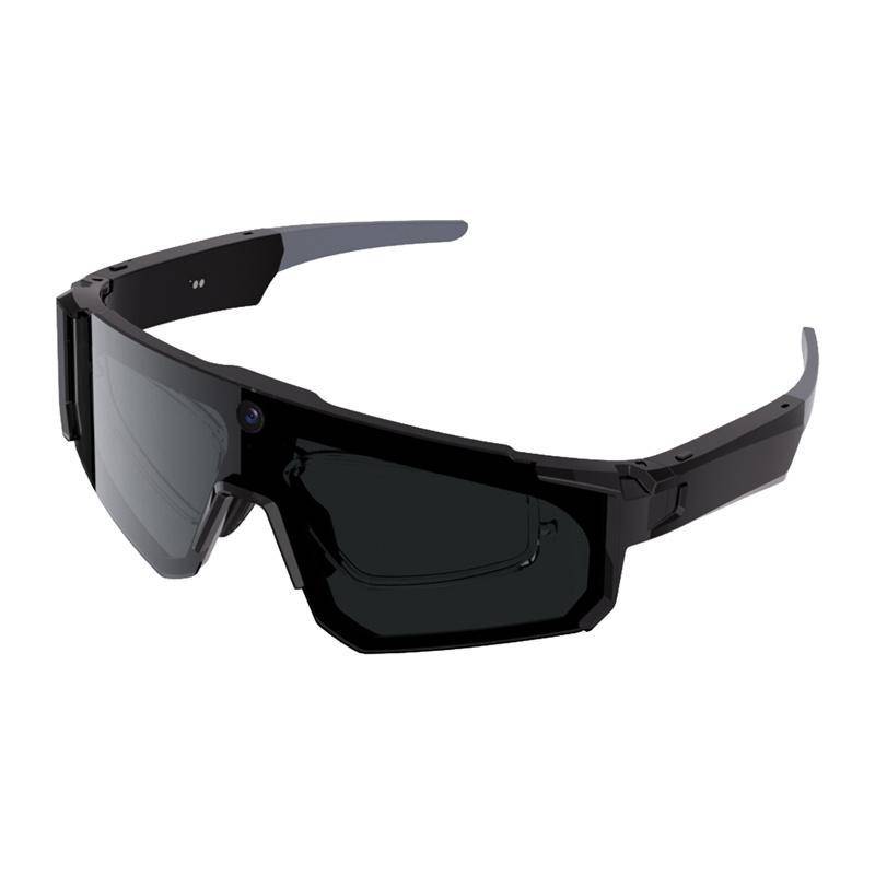 COLMI V03 Sports Sunglasses, Smarte Sport Sonnenbrille mit 8MP Kamera, Audio, Bluetooth 5.3, IP54 - Ausführung: Schwarz mit schwarzen Gläsern