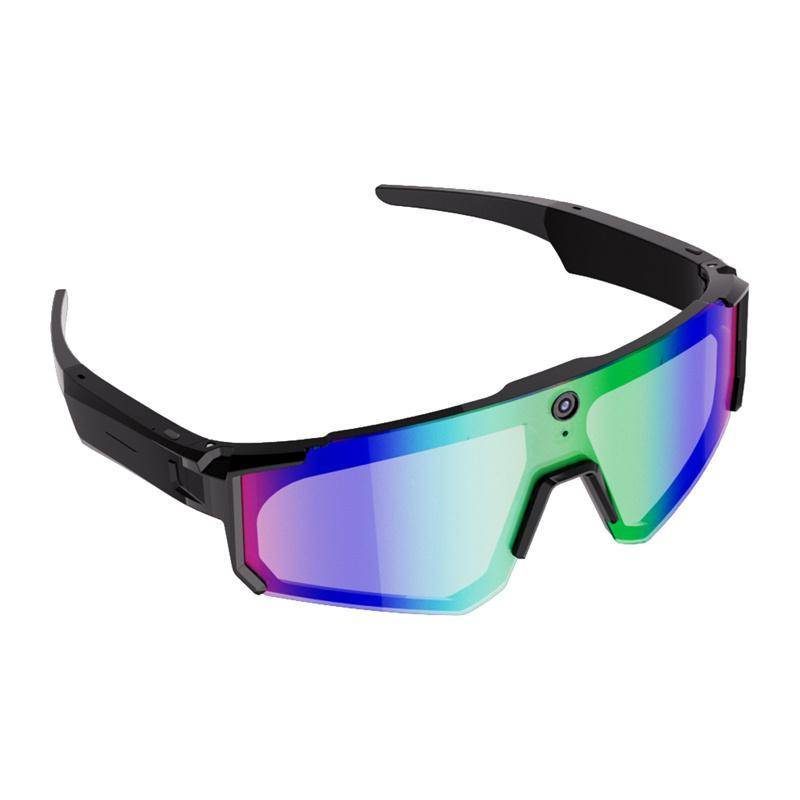 COLMI V03 Sports Sunglasses, Smarte Sport Sonnenbrille mit 8MP Kamera, Audio, Bluetooth 5.3, IP54 - Ausführung: Schwarz mit farbigen Gläsern