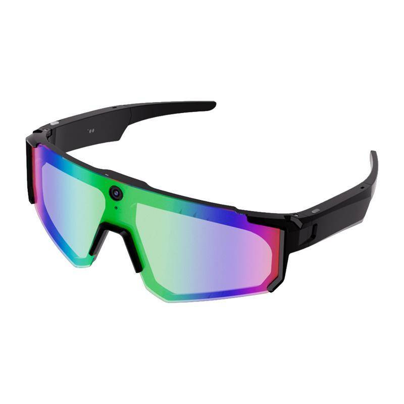 COLMI V03 Sports Sunglasses, Smarte Sport Sonnenbrille mit 8MP Kamera, Audio, Bluetooth 5.3, IP54 - Ausführung: Schwarz mit farbigen Gläsern