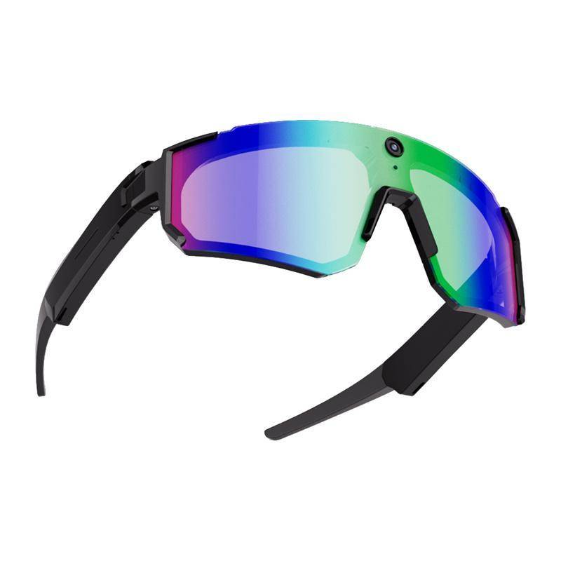 COLMI V03 Sports Sunglasses, Smarte Sport Sonnenbrille mit 8MP Kamera, Audio, Bluetooth 5.3, IP54 - Ausführung: Schwarz mit farbigen Gläsern