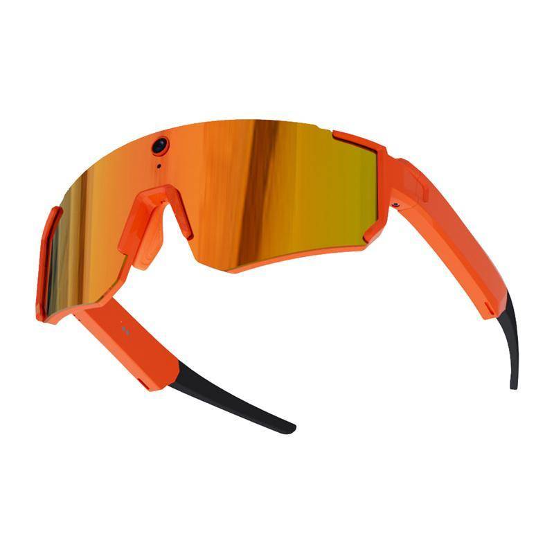 COLMI V03 Sports Sunglasses, Smarte Sport Sonnenbrille mit 8MP Kamera, Audio, Bluetooth 5.3, IP54 - Ausführung: Orange mit orangenen Gläsern