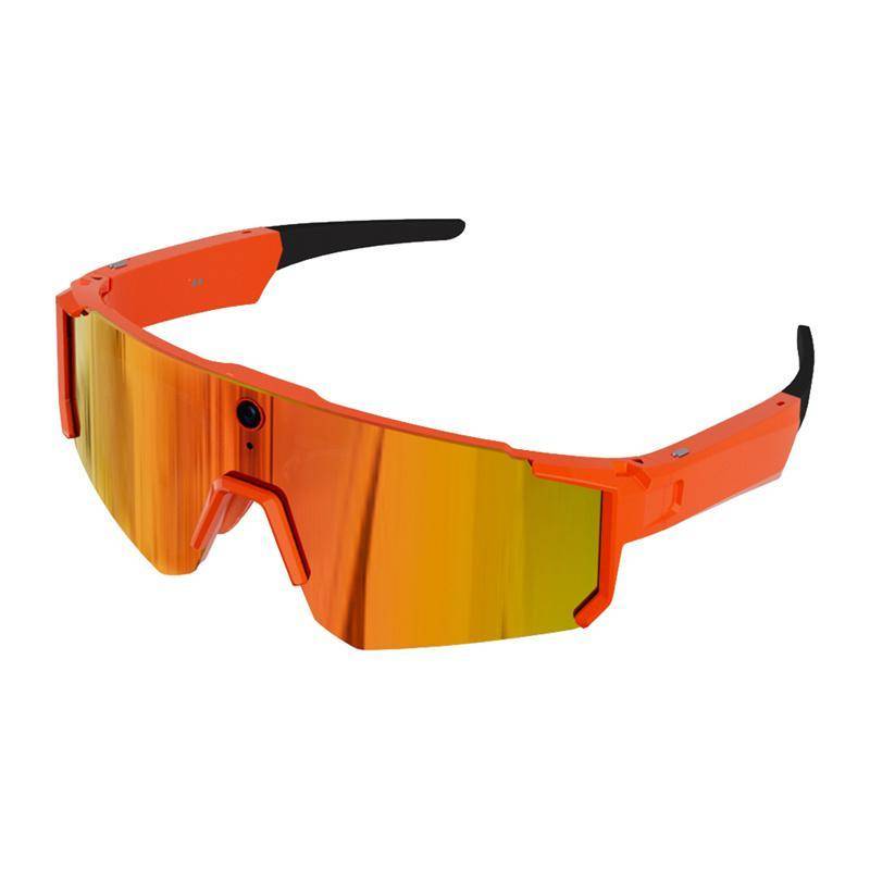 COLMI V03 Sports Sunglasses, Smarte Sport Sonnenbrille mit 8MP Kamera, Audio, Bluetooth 5.3, IP54 - Ausführung: Orange mit orangenen Gläsern